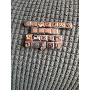 Vintage Mixed Lots of Italian Charms 21 Pieces Stainless Steel Name Brand Charms